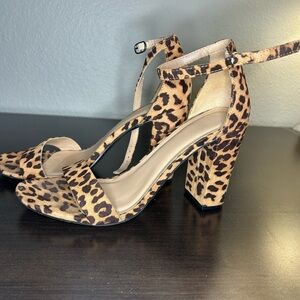 Leopard Print Block Heel Sandals